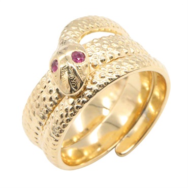 JEWELRY Snake motif Ruby Ring 18KYG Yellow Gold Used women US size 6.25