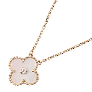 Van Cleef & Arpels Vintage Alhambra Necklace Diamond 18KPG Gold Mother of pearl