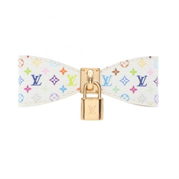 LOUIS VUITTON LV TM Barrettes Bow hair pin M02482 Monogram Multicolore blanc