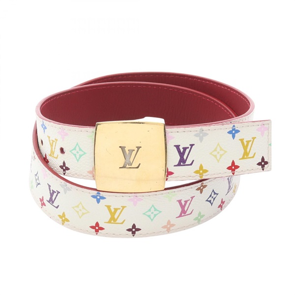 LOUIS VUITTON Ceinture LV Cut belt reversible M9682 Monogram Multicolore blanc