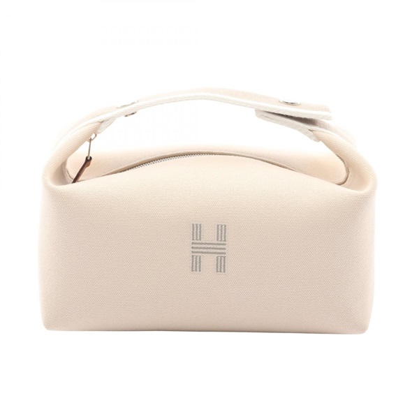 HERMES Bride-a-Brac PM Handbag Pouch Case canvas Beige White Natural SHW Women
