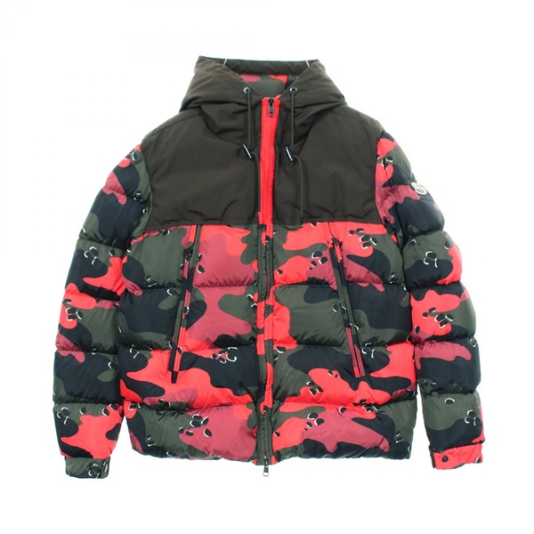 MONCLER EYMERIC Hooded Down jacket E2091419928553991 Nylon Khaki Red #5 Used