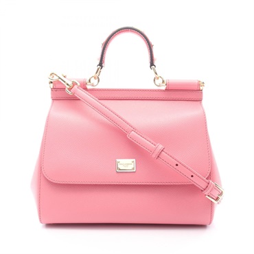 DOLCE & GABBANA SICILY Shoulder Crossbody Handbag BB6002 leather Pink Used Women