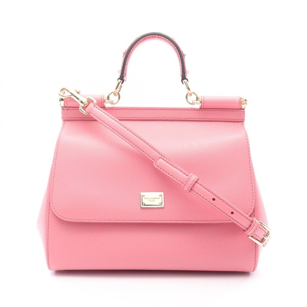 DOLCE & GABBANA SICILY Shoulder Crossbody Handbag BB6002 leather Pink Used Women