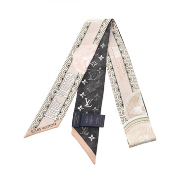 LOUIS VUITTON Bandeau BB Mar Merveilleuse Scarf M93323 silk Beige Black Used LV