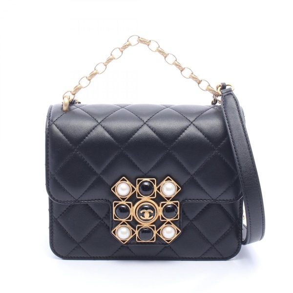 CHANEL Matelasse chain crossbody Shoulder Bag AS1889 leather Black Used GHW
