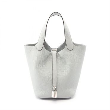HERMES Picotin Lock PM tote Handbag K Taurillon Clemence Blue glacier Women SHW