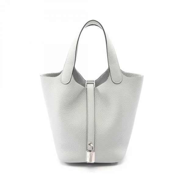 HERMES Picotin Lock PM tote Handbag K Taurillon Clemence Blue glacier Women SHW