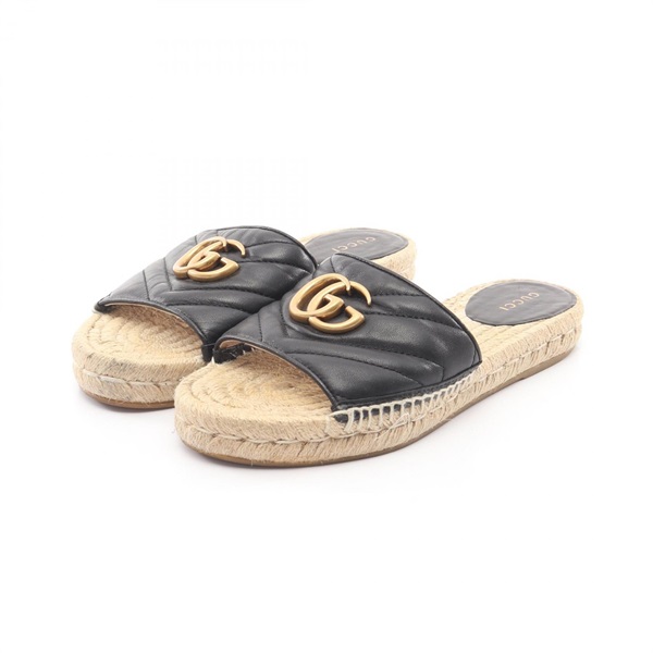 GUCCI GG Marmont espadrilles Sandals Shoes leather Black Used Women size 35