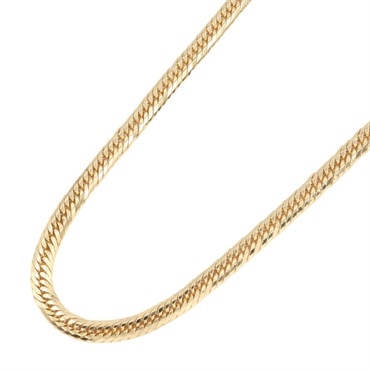 JEWELRY Triple 14 Side Flat Link Curb Chain Necklace 18KYG Yellow Gold Used 60cm