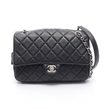 CHANEL Matelasse Chain Shoulder hand Bag leather Black Used Women SHW
