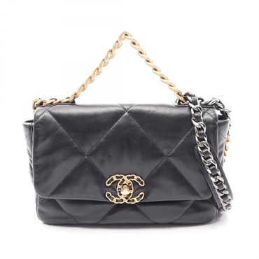 CHANEL 19 dix-neuf Matelasse chain crossbody Shoulder Bag AS1160 Lambskin BK