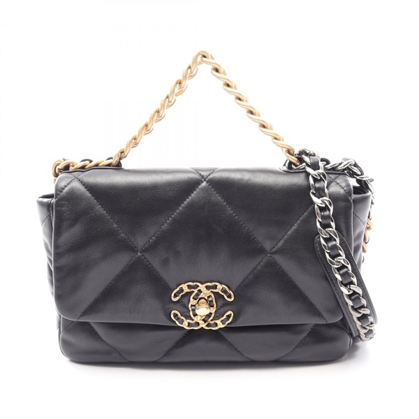 CHANEL 19 dix-neuf Matelasse chain crossbody Shoulder Bag AS1160 Lambskin BK
