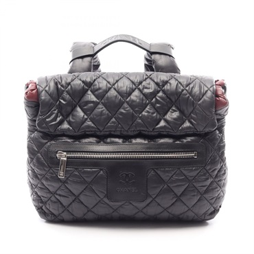 CHANEL Cococoon Rucksack Backpack A47094 Nylon leather Black Used Women SHW