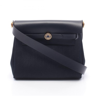 HERMES Herbag Zip Mini Shoulder crossbody Bag K hunter Toile Military GHW