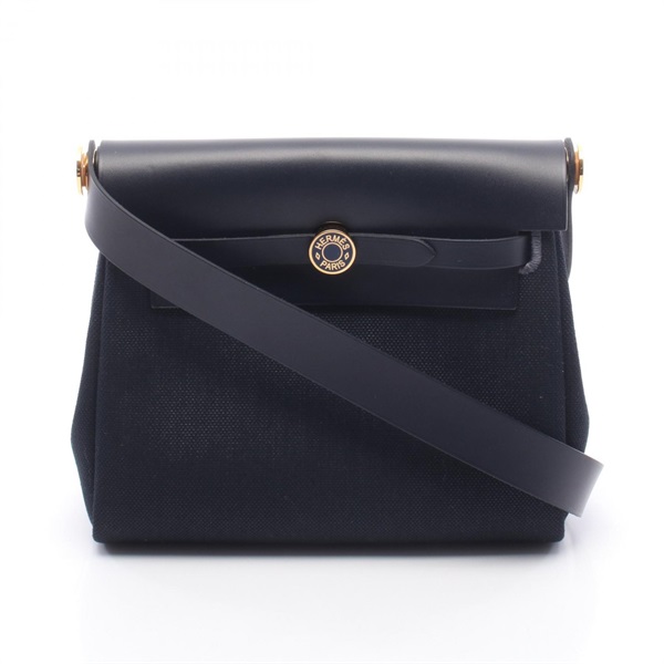 HERMES Herbag Zip Mini Shoulder crossbody Bag K hunter Toile Military GHW