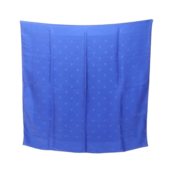 LOUIS VUITTON Logo All over Pattern Square Scarf Stole Wrap silk Blue Used Women