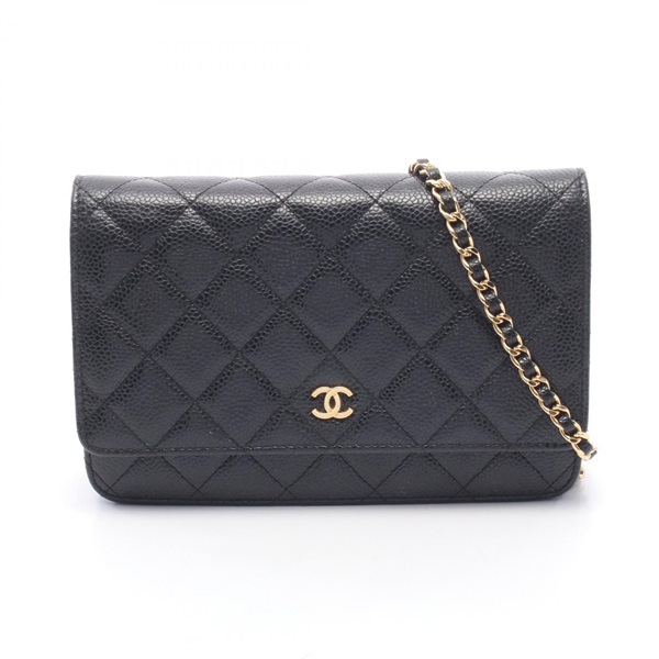 CHANEL Matelasse Chain Shoulder Bag AP0250 Calfskin leather Black Used Women GHW