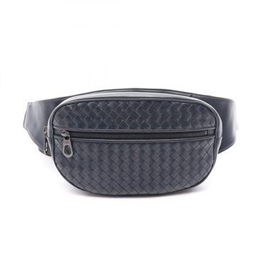 BOTTEGA VENETA Intrecciato Waist Belt Bum Bag BO78012920 leather Navy Used mens