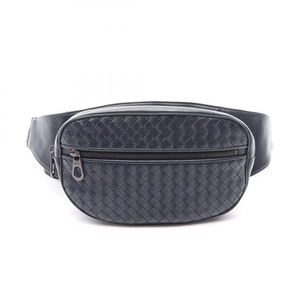 BOTTEGA VENETA Intrecciato Waist Belt Bum Bag BO78012920 leather Navy Used mens