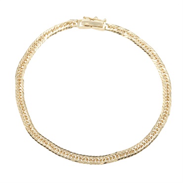JEWELRY Triple 8 Side Flat Link Curb Chain Bracelet 18KYG Used Unisex 16.5㎝