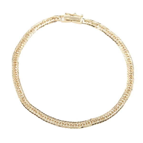 JEWELRY Triple 8 Side Flat Link Curb Chain Bracelet 18KYG Used Unisex 16.5㎝