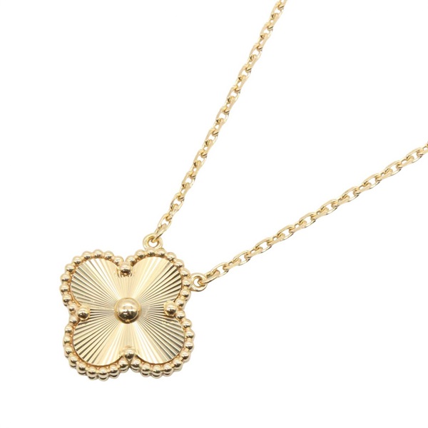 Van Cleef & Arpels Vintage Alhambra Guilloche Necklace 18KYG Gold Used women