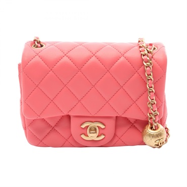 CHANEL Matelasse Chain Shoulder Bag AS1786 Lambskin Pink GHW Used Women