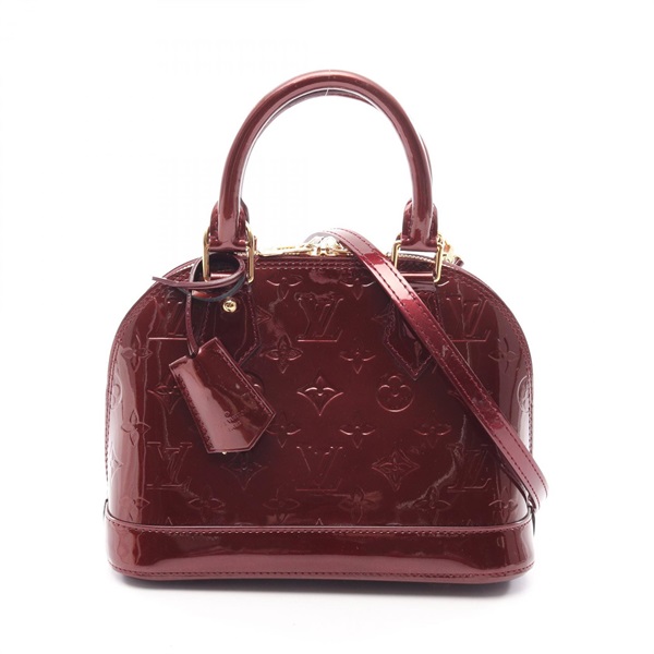 LOUIS VUITTON Alma BB Shoulder Handbag M91676 Vernis leather Bordeaux Used Women