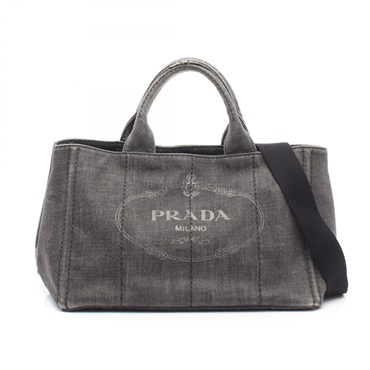 PRADA CANAPA DENIM Shoulder Crossbody Tote Bag denim Gray Used Women