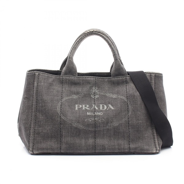 PRADA CANAPA DENIM Shoulder Crossbody Tote Bag denim Gray Used Women