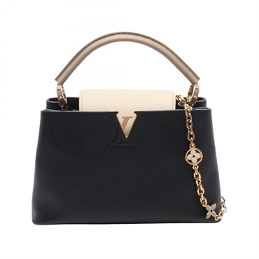 LOUIS VUITTON Capucine MM Shoulder Handbag M20708 Taurillon leather Black Beige