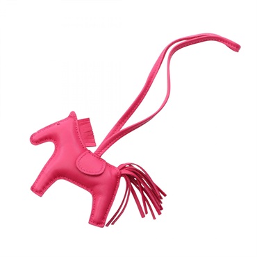 HERMES Rodeo PM Bag Charm Holder Agneau milo leather Pink Rose mexico Used Z