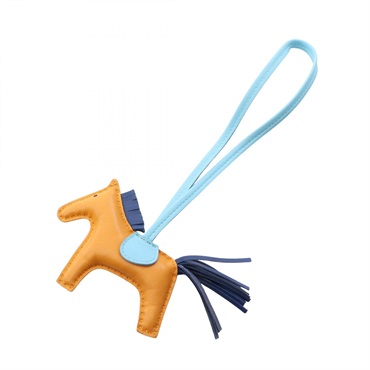 HERMES Rodeo PM bag charm Agneau milo jaune dor cseleste blue used