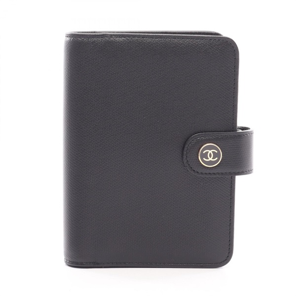 CHANEL COCO Button Agenda Notebook cover leather Black Used Women GHW CC