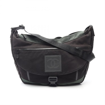CHANEL Sports Line COCO Mark Messenger Crossbody Bag A23289 canvas Black Used CC