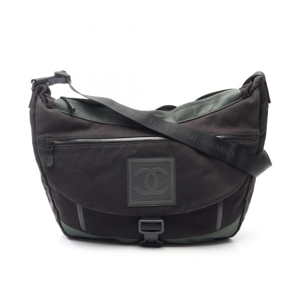 CHANEL Sports Line COCO Mark Messenger Crossbody Bag A23289 canvas Black Used CC