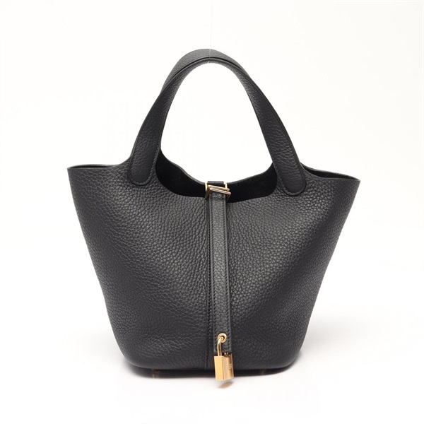 HERMES Picotin Lock PM tote Handbag K Taurillon Clemence Black Used Women GHW