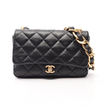 CHANEL Large Flap Matelasse Chain Shoulder Handbag AS3215 leather Black GHW Used