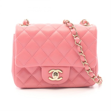 CHANEL Mini Matelasse Chain Shoulder Crossbody Bag A35200 leather Pink GHW Used