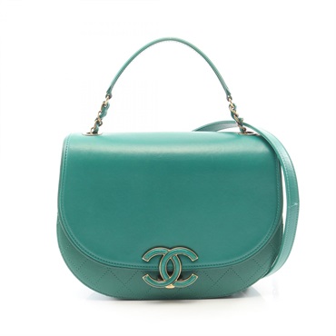 CHANEL Matelasse Chain Crossbody Shoulder Handbag leather Green GHW Used Women