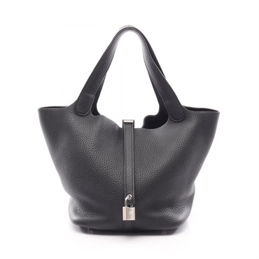 HERMES Picotin Lock MM tote Handbag Z Taurillon Clemence Black Used Women SHW