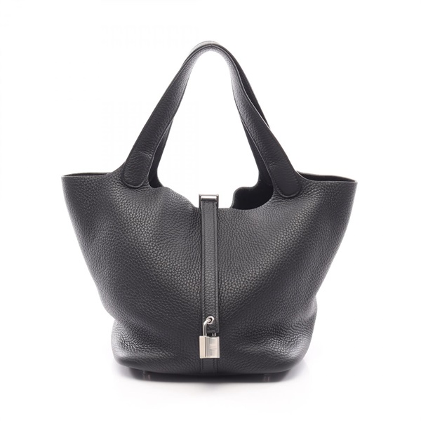 HERMES Picotin Lock MM tote Handbag Z Taurillon Clemence Black Used Women SHW