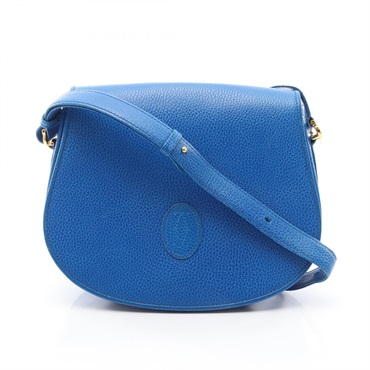 CARTIER Must Line Crossbody Shoulder Bag leather Blue Used Women GHW