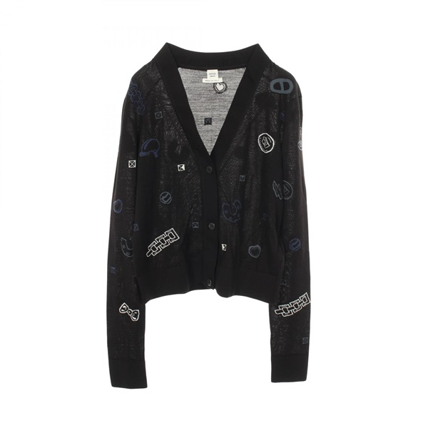 HERMES CANDY LIBRIS cardigan knitwear #34 5H2729D3 wool Black Used Women
