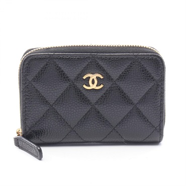 CHANEL Classic Zip Matelasse Coin Change Purse AP0216 leather Black GHW Used CC