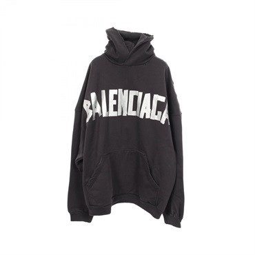 BALENCIAGA Logo Distressed Hoodie Sweatshirt TJ12739024 cotton Black Used #4