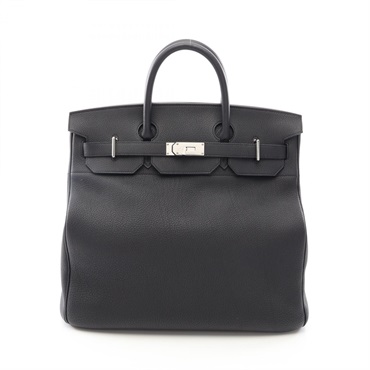 HERMES Haut a Courroies 40 Handbag Togo leather Black SHW Used Women B