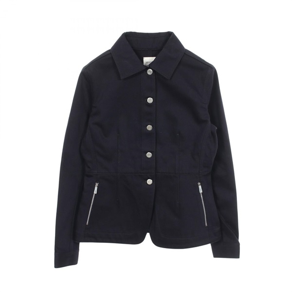 HERMES Serie Button Denim Jacket Coat #40 H6H0266DY cotton Navy Women