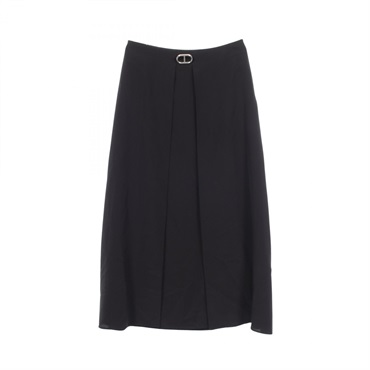 HERMES Chane d'Ancre Long Skirt #34 silk Black Used Women